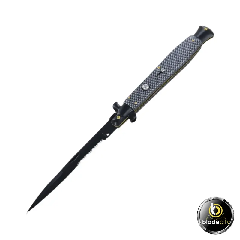 13-Inch Carbon Fiber Automatic Serrated Stiletto Knife 1