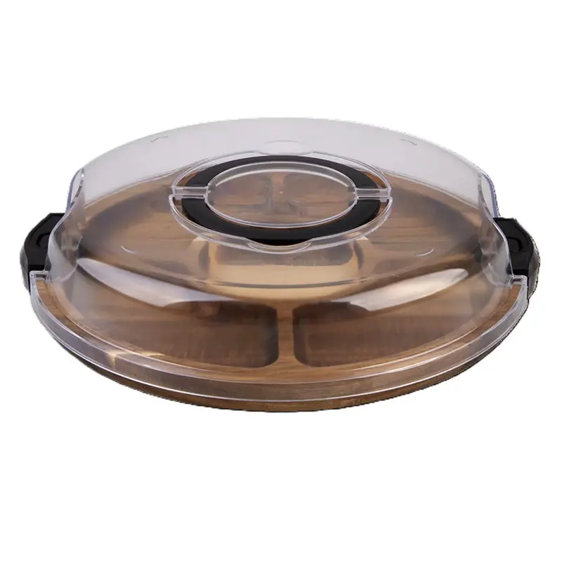Alfresco Lane Acacia Wood Round Grazing Platter – 5-Compartment With Lid 1