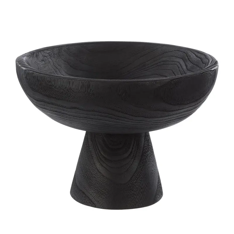 Amalfi Picton Footed Wooden Bowl – 30X21Cm, Minimalist Black Design 1