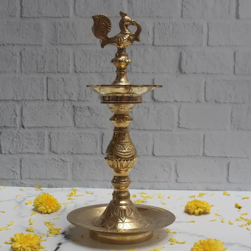 Annam Kattai Vilakku – Traditional Brass Oil Lamp With Ritual Motifs 1