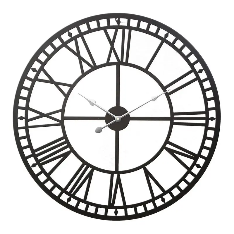 Artiss 80Cm Black Roman Numeral Wall Clock – Luxury Metal Round Decor 1