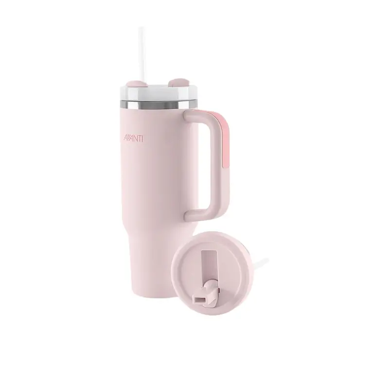 Avanti Hydroquench Insulated Water Bottle – 1 L With Dual Lids, Blush Finish 1