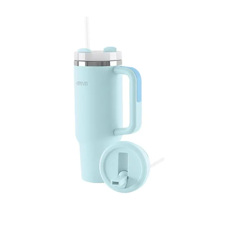 Avanti Hydroquench Insulated Water Bottle – 1 L With Dual Lids, Sea Breeze Finish 1