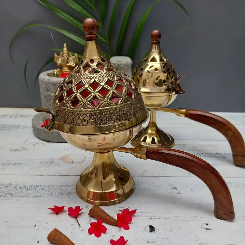 Brass Incense Burner For Sambrani, Dhoop, Or Loban 1