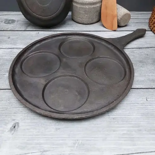 Cast Iron Mini Uthappam Pan – Four-Cavity Design 1