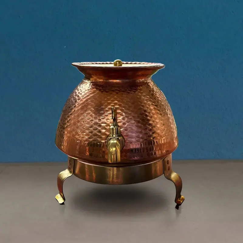 Copper Water Dispenser With Lid And Stand For Home Or Office 1