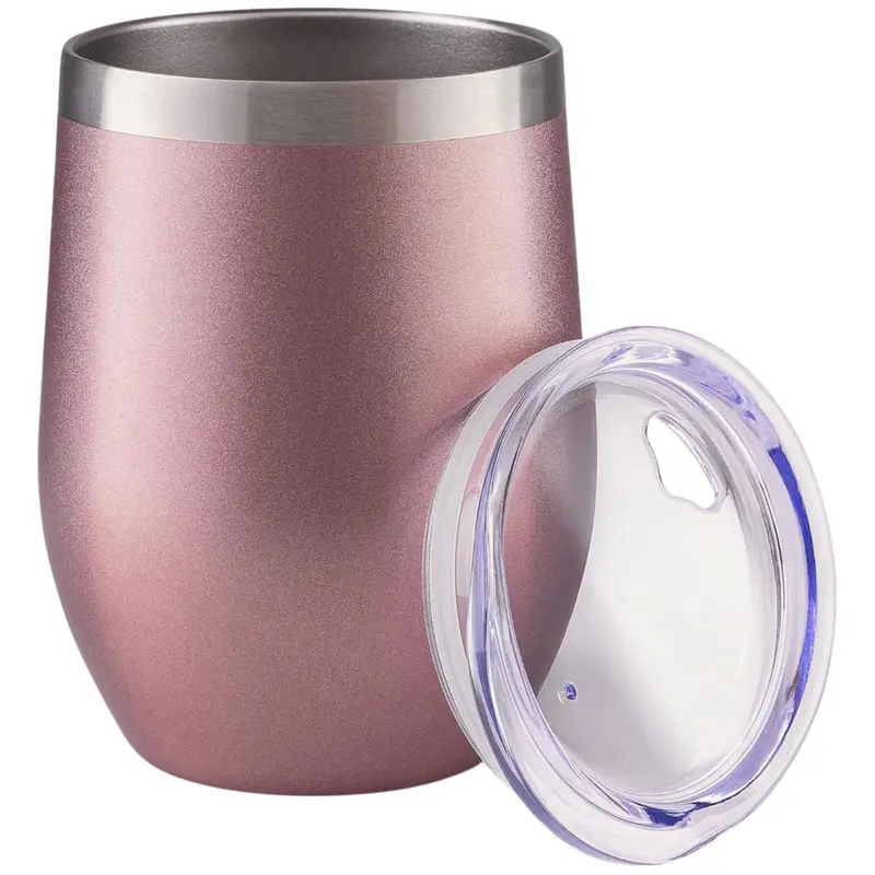 Double-Wall Insulated Wine Tumbler With Snap-On Lid – 12 Oz 1