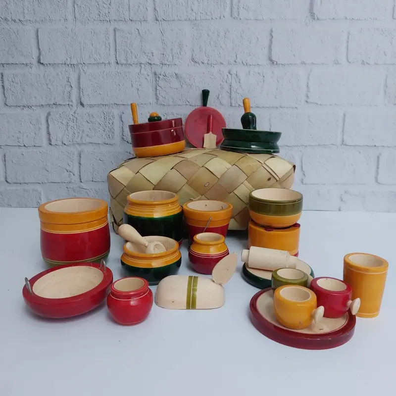 Etikoppaka Hand-Carved Wooden Kitchen Toy Set 1