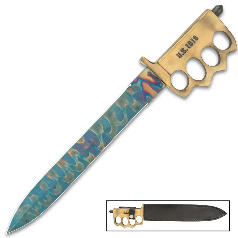 Fire-Kissed Combat Toothpick Knife With 1095 Carbon Steel Blade And Sheath 1