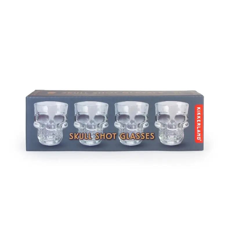 Kikkerland Skull-Shaped Shot Glasses – Set Of 4, Playful Barware Accent 1