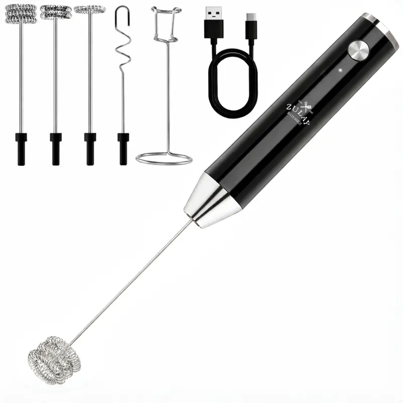 Lux™ Rechargeable Handheld Milk Frother With 4 Whisk Attachments 1