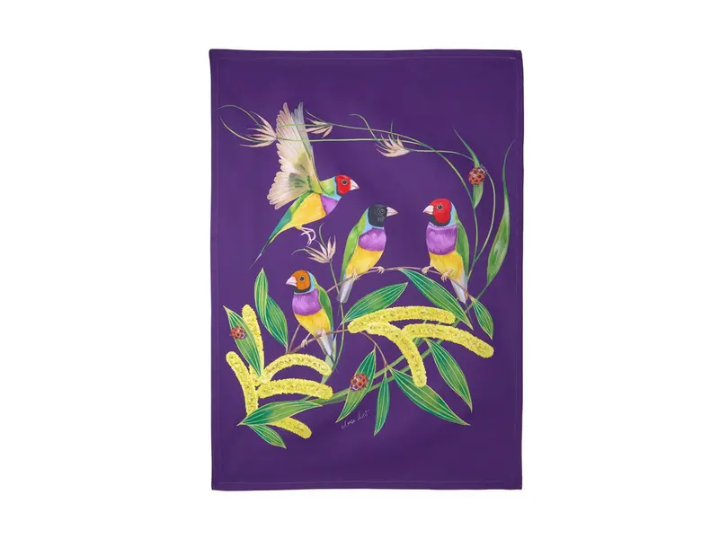 Maxwell & Williams Eloise Short Lyric Tea Towel – 50X70Cm, Gouldian Finch Design 1