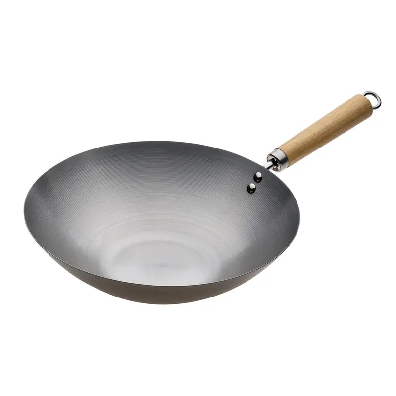 Pyrolux 30 Cm Carbon Steel Wok With Ergonomic Wooden Handle 1