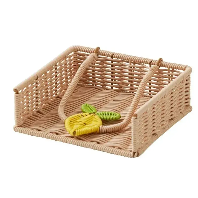 Yellow Woven Napkin Holder – Coast To Coast Citron Design (18 × 18 × 6 Cm) 1